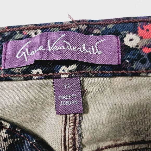 Gloria Vanderbilt Amanda Womens Pants Multi-Color Size 12 Cotton Blend Button Zi - Picture 6 of 12